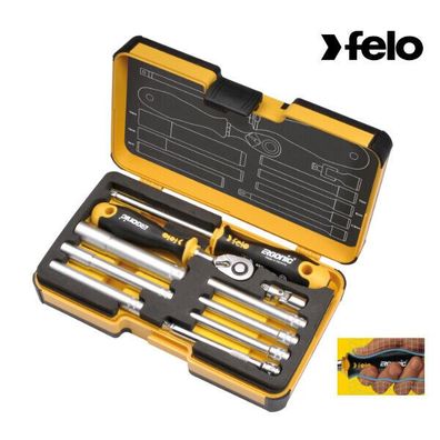 Felo - R-GO M-Tec - Werkzeugsatz 1/4 mit Ergonic Ratsche 10-tlg. SW/ MS"