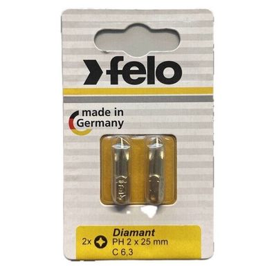 Felo Bits - 2 Stück Diamant PH 2 x 25mm C6,3 -