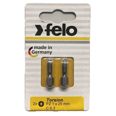 Felo - Torsion Bits Pozidriv 25mm - 2-er Packs in Größen PZ 1 - PZ 3 wählbar