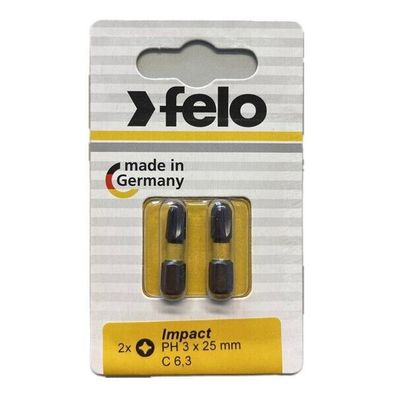 Felo - Impact Bits Philips 25mm - 2-er Packs in Größen PH 1 - PH 3 wählbar