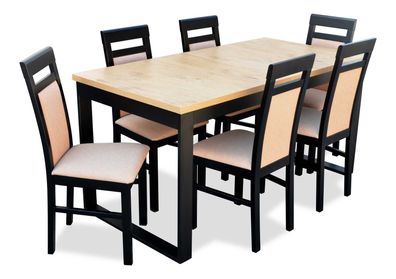 Modernes Esstisch Tisch Holz Esszimmer Garnitur 6x Stühle Set 7 tlg. Set