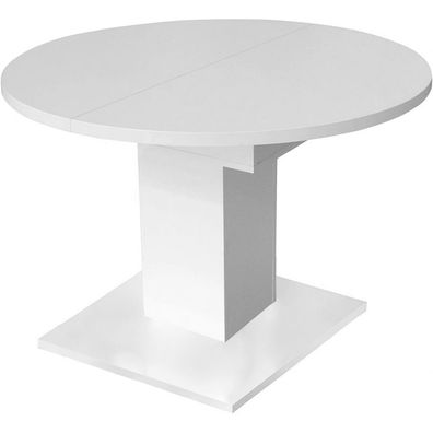 Esszimmertisch Küchentisch Speisezimmer Tisch rund weiß matt ausziehbar auf 14...