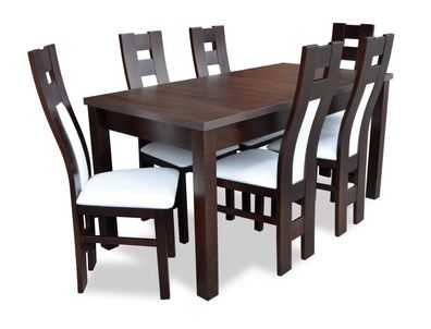Klassischer Esstisch Tisch Holz Esszimmer Garnitur 6x Stühle Set Braun