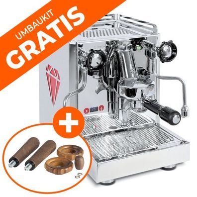 Quick Mill Espressomaschine Rubino Plus mit seitlichem Logo + GRATIS Umbaukit aus Hol