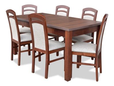 Designer Holz Ess Esszimmer Set Tisch 6x Stühle Garnitur Polster 7tlg