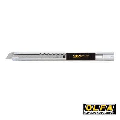 Olfa SVR-1 Edelstahl-Cutter + 2 Extra Edelstahklingen 9mm, Auto-Lock