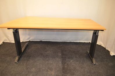 Schreibtisch, Buche, 180x73-80cm, höhenverstellbar, Chromfüße, gebrauchte Büromöbel