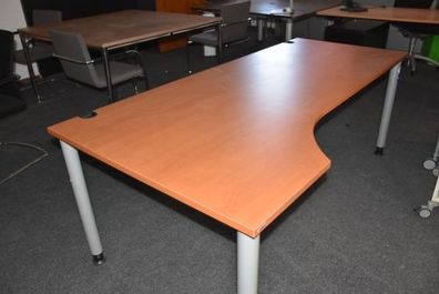 Assmann Schreibtisch, 200x100/80, Kirsche Gestell silbergrau, gebraucht
