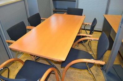 Schreibtisch 170x70cm, Buche, mit Besprechungseinheit, gebrauchte Büromöbel
