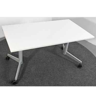 Schreibtisch, Tisch, klappbar, weiß/ silber, auf Rollen, gebraucht