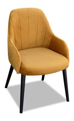 Design Textil Luxus Lehnstuhl Stuhl mit Armlehne Esszimmerstuhl Braun