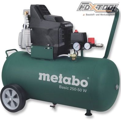 Metabo Druckluft-Kompressor Basic 250-50W [1,5kW-230Volt-8bar-50Liter-200l/ min]