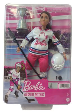 Mattel HFG74 Barbie You Can Be Anything, Barbie als Eishockey Spielerin mit Trea