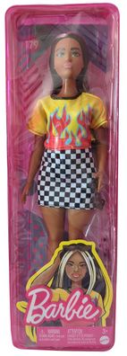 Mattel HBV13 Barbie Fashionistas Puppe mit langem Haar & Flammen Top, karierter