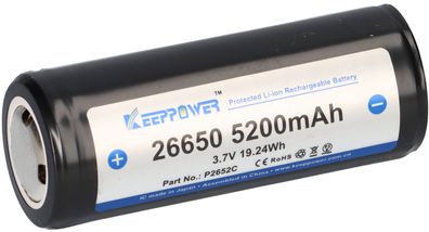 Keeppower 26650 Li-Ion Akku 3,7V 5200mAh (geschützt) - 10A