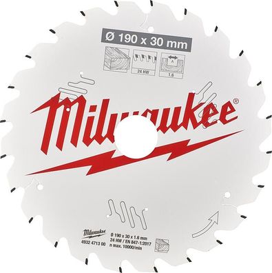 Kreissägeblatt Milwaukee 190x 30 mm, 2 4 Z Wechselzahn, für Holz