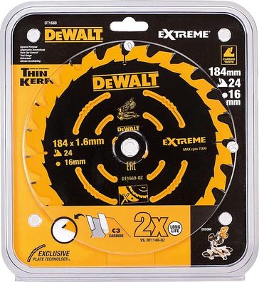 Kreissägeblatt DeWALT Extreme Spezial 1 84x16x1,6mm mit 24 Zähnen