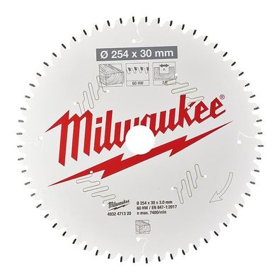 Kreissägeblatt Milwaukee 254x30 mm, 60 Z Wechselzahn, für Holz