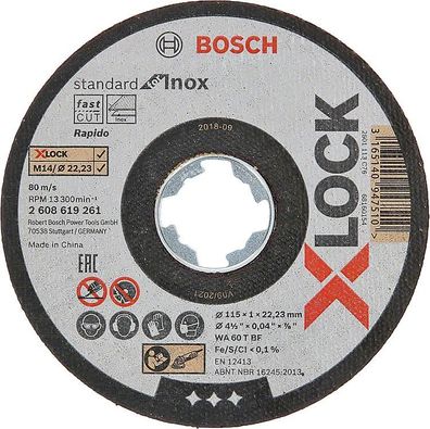 Trennscheibe BOSCH für Edelstahl mit X- Lock Aufnahme 125 x 1,6 mm