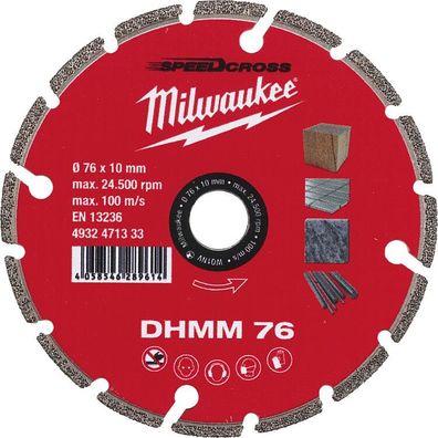 Diamanttrennscheibe Milwaukee DHMM 76x 10 x 1,2 mm