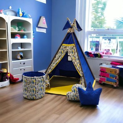 Tipi Zelt für Kinder Teepee Indianerzelt Spielzelt mit Stabilisator Premium ÖKO-TEX
