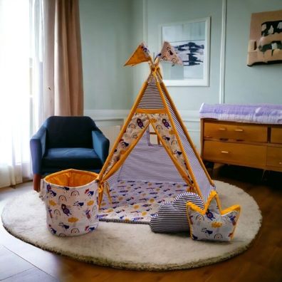 Spielzelt Tipi Zelt für Kinder Teepee Indianerzelt mit Stabilisator Premium ÖKO-TEX