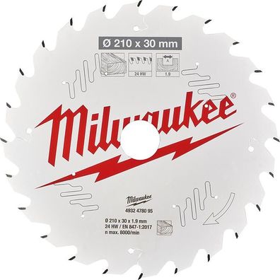 Kreissägeblatt Milwaukee 210x30 mm, 24 Z Wechselzahn, für Holz