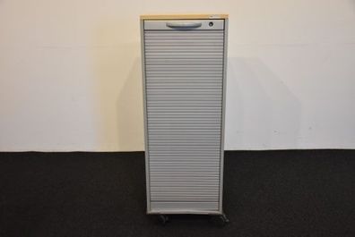 OKA Caddy, silber/ grau mit Deckplatte in Buche, gebraucht