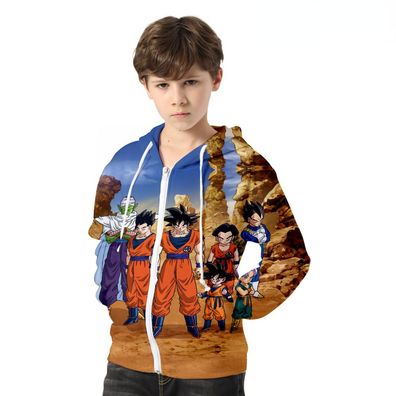 Kinder Dragon Ball Super 3D Hoodie Son Goku Vegeta Kapuzenpullover Zipper Sweatshirt