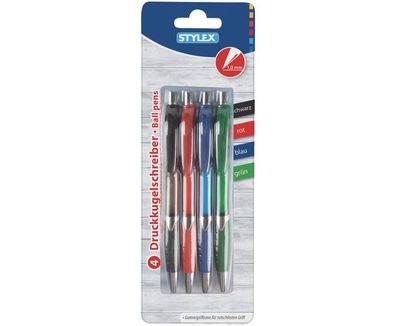 Stylex 30090 Kugelschreiber, Einweg, 4 Stück, 4 Farben