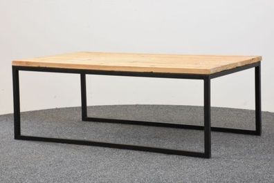 Tischgestell mit Naturfichteholzplatte, schwarz, gebraucht
