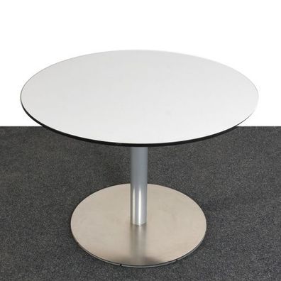 Tisch rund Ø 100, lichtgrau/ silber, Stempelfuß, gebraucht