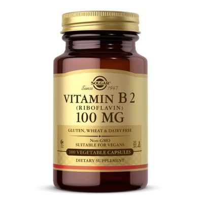 Solgar, Vitamin B2 (Riboflavin), 100mg, 100 Veg. Kapseln