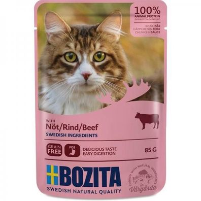 Bozita Cat Frischebeutel Häppchen in Soße mit Rind 85 g (Menge: 12 je Best...