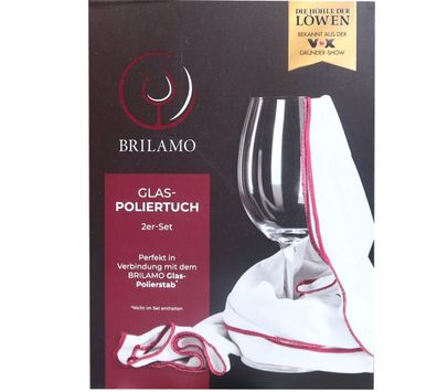 Brilamo Glas-Poliertuch 2er-Set für Weingläser Biergläser Mikrofasertuch