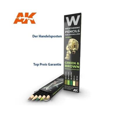 AK Interactive Weathering Pencils Green and Brown Shading Effects Set