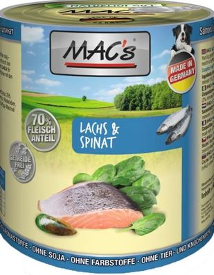MACs Dog Lachs Rind & Spinat 800 g (Menge: 6 je Bestelleinheit)