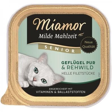 Miamor Schale Milde Mahlzeit Senior Geflügel Pur & Rehwild 100 g (Menge: 16...