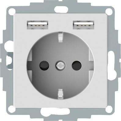 Schuko-Steckdose mit USB Merten System M , Aktivweiß glänzend 1 Stück