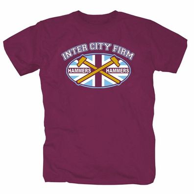 Hammers West Ham -Inter City Firm- Hooligans Ultras Fans T-Shirt S-3XL burgundy