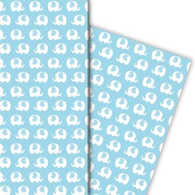Herziges Elefanten Geschenkpapier für liebevolle Geschenke, hellblau - G5147, 32 x 48
