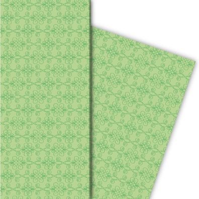 Florales, grafisches Geschenkpapier für liebevolle Geschenke auf grün - G5195, 32 x 4