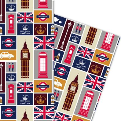 Hippes London Geschenkpapier mit englischen Symbolen - G5842, 32 x 48cm