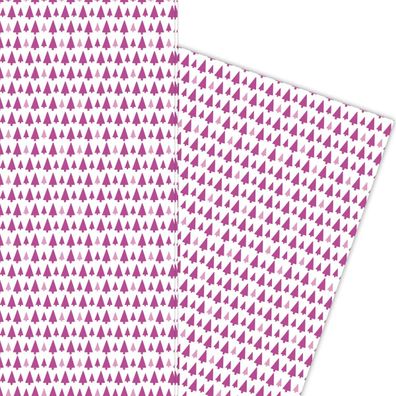 Grafische Weihnachtsbaum Geschenkpapier zu Weihnachten in rosa lila - G5895, 32 x 48c