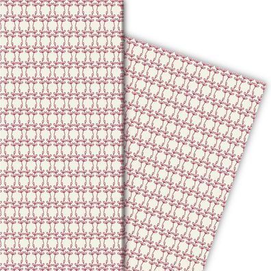 Florales Geschenkpapier mit zartem Muster in rot - G6284, 32 x 48cm