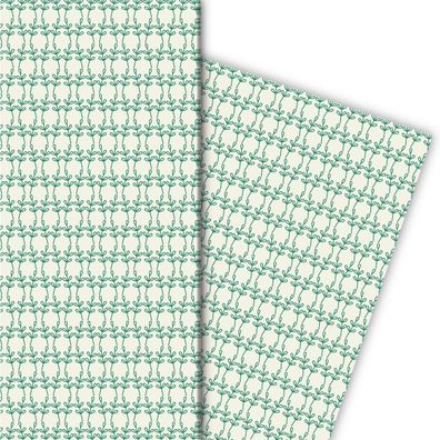 Florales Geschenkpapier mit zartem Muster in grün - G6285, 32 x 48cm
