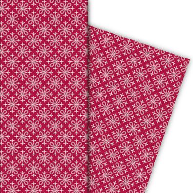 Grafisches Geschenkpapier mit klassischem Kachel Muster in rot - G6287, 32 x 48cm