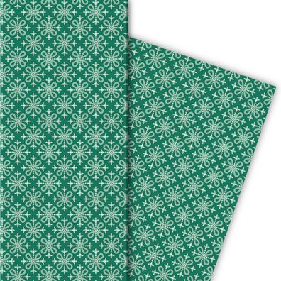 Grafisches Geschenkpapier mit klassischem Kachel Muster in grün - G6288, 32 x 48cm
