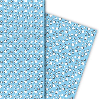 Fröhliches Geschenkpapier mit Wolken in hellblau - G6341, 32 x 48cm