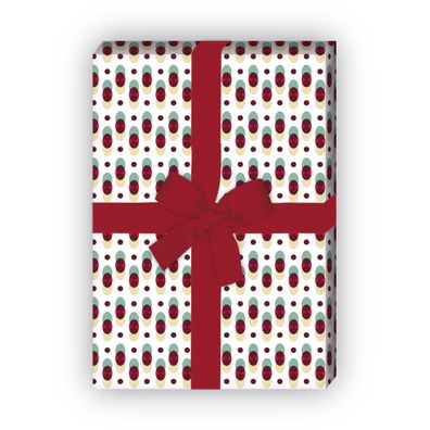 Grafisches Geschenkpapier mit Retro Punkt Muster in rot - G6362, 32 x 48cm